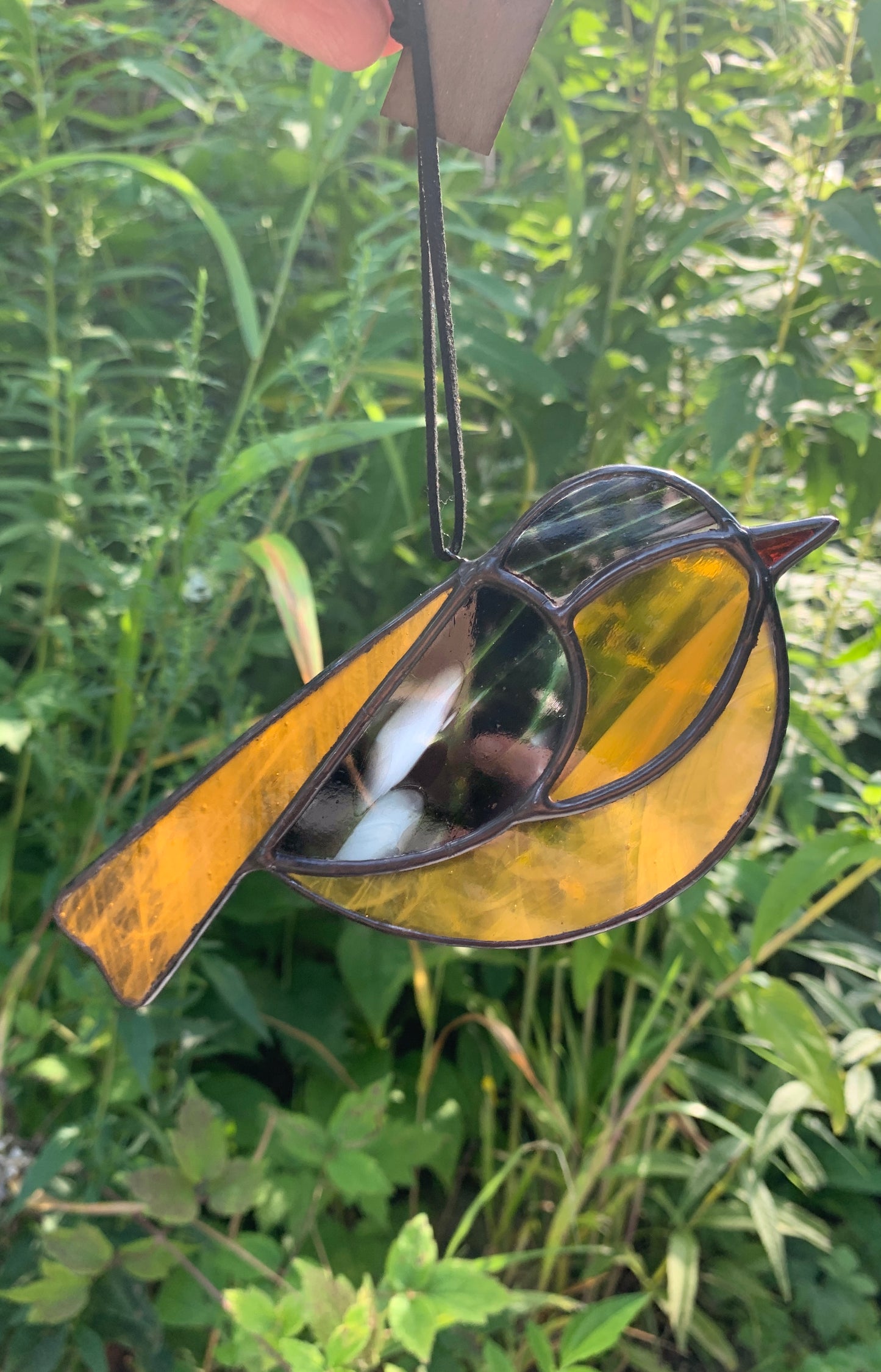 Colorful Bird Friend •Amber Orange, Mustard, Black, White