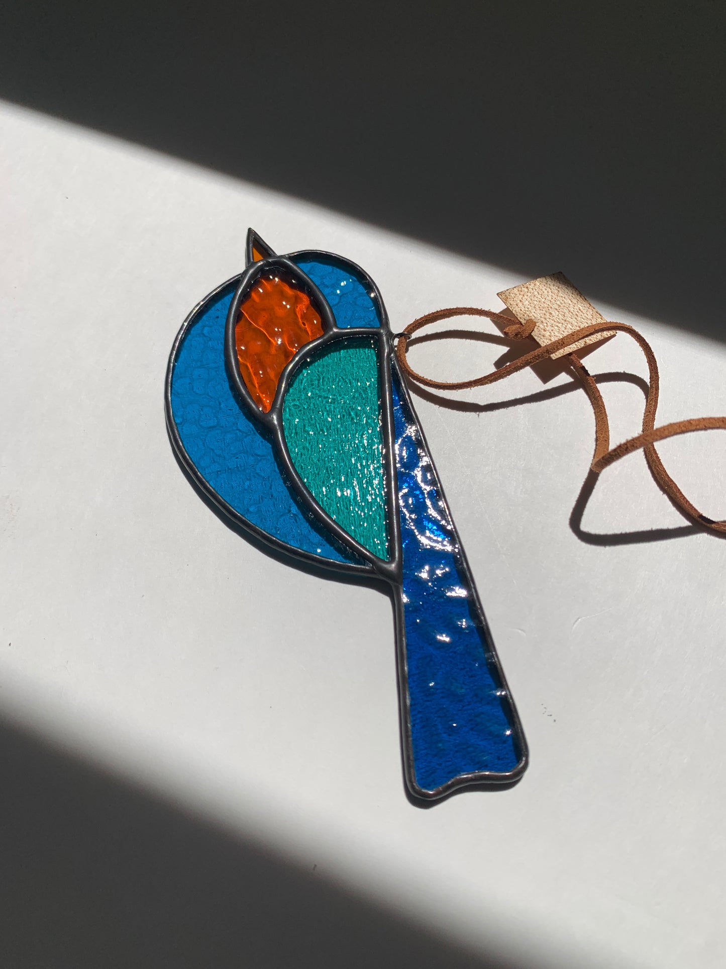 Colorful Bird Friend • Blue, Teal, Amber Orange