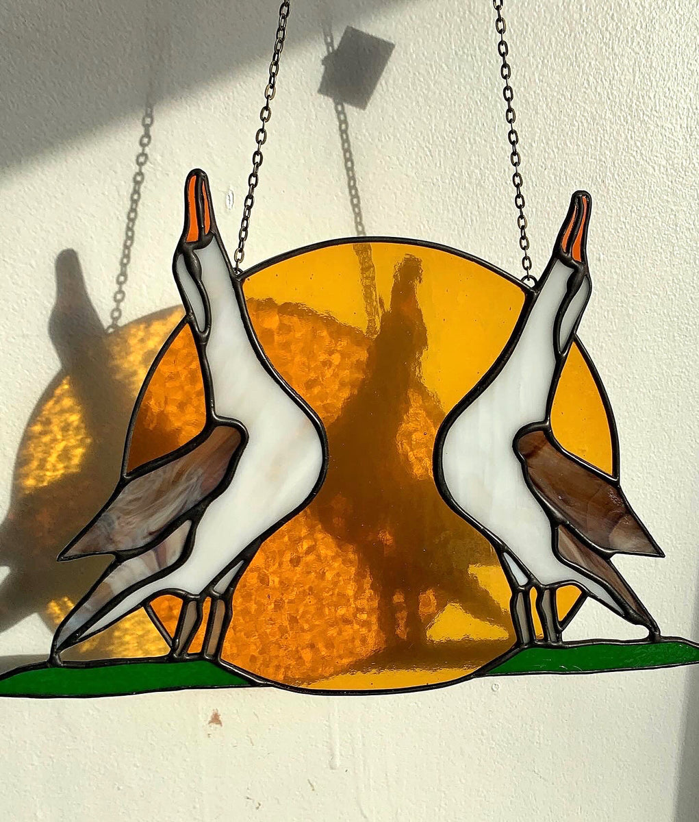Albatross in a Courtship Dance Forest City Stained Glass