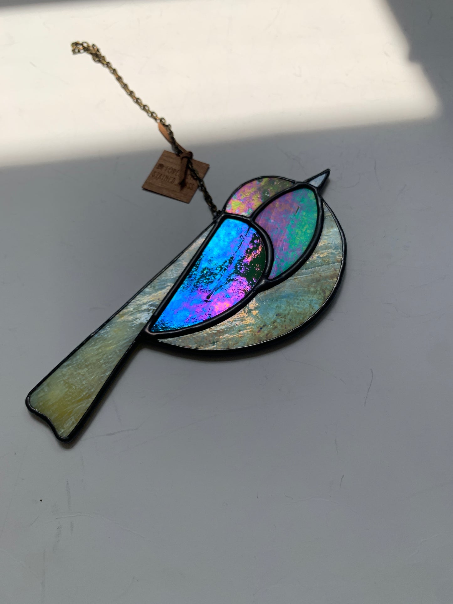 Colorful Bird Friend • Iridescent Blue + Green + Yellow