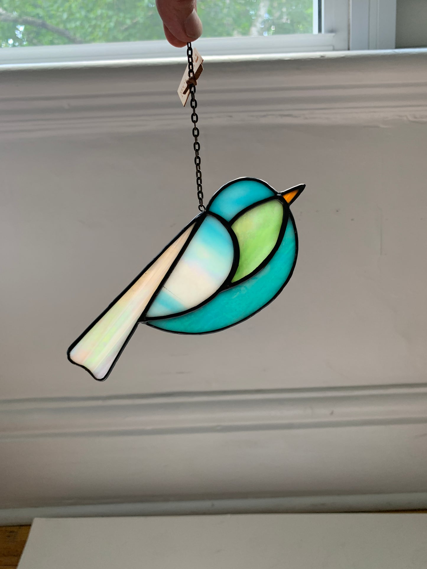 Colorful Bird Friend • Iridescent Blue + Grass Green