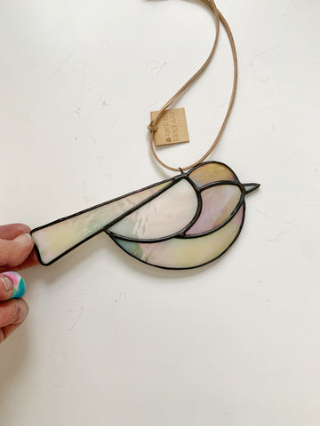 Colorful Bird Friend • Iridescent Rose, Soft Pink, Beige