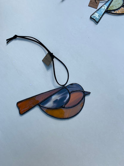Colorful Bird Friend •Amber Orange, Mustard, Black, White