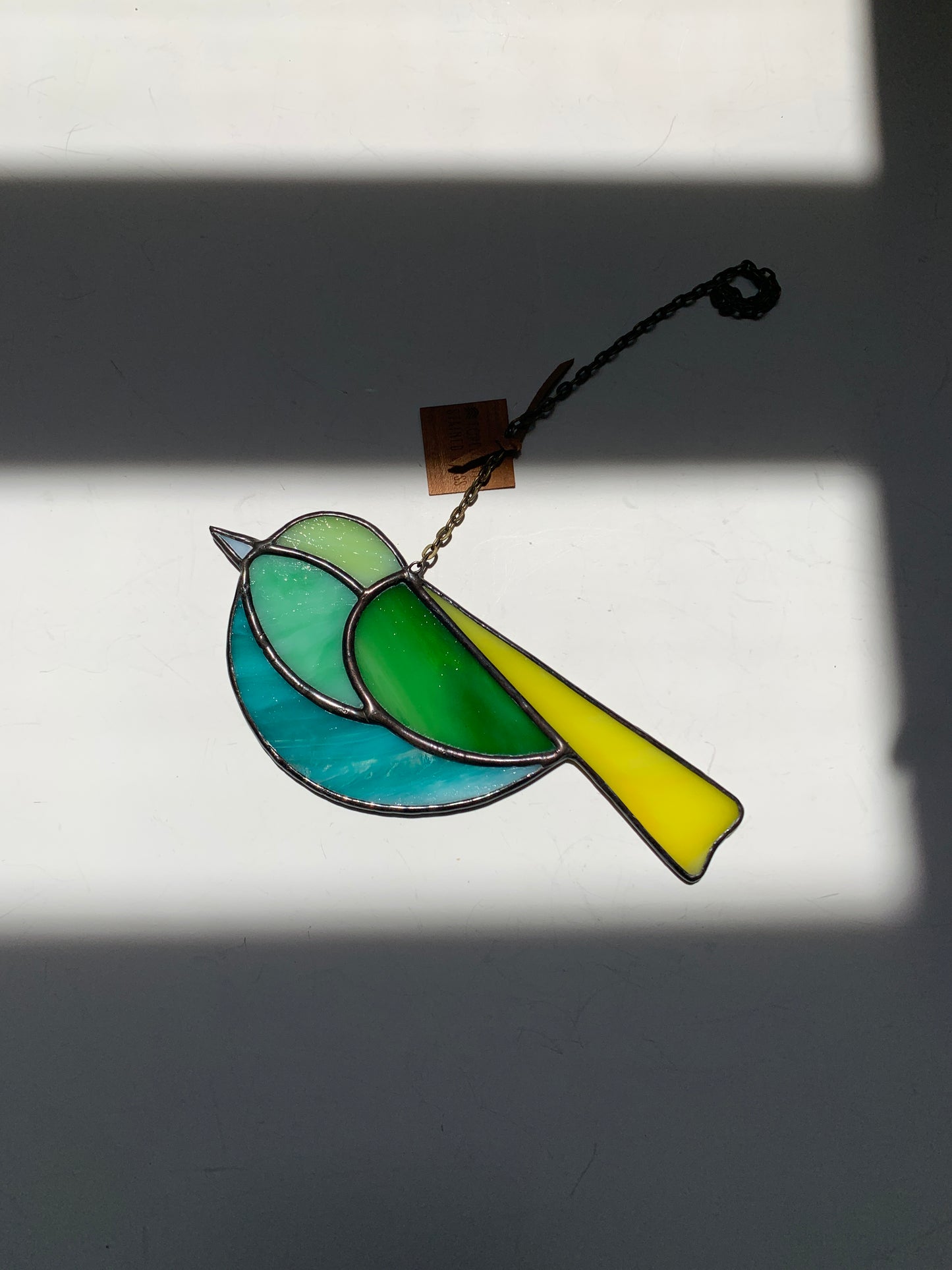 Colorful Bird Friend • Iridescent Blue + Green + Yellow