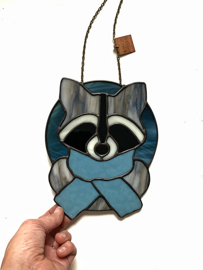 Woodland Raccoon in Sky Blue Scarf