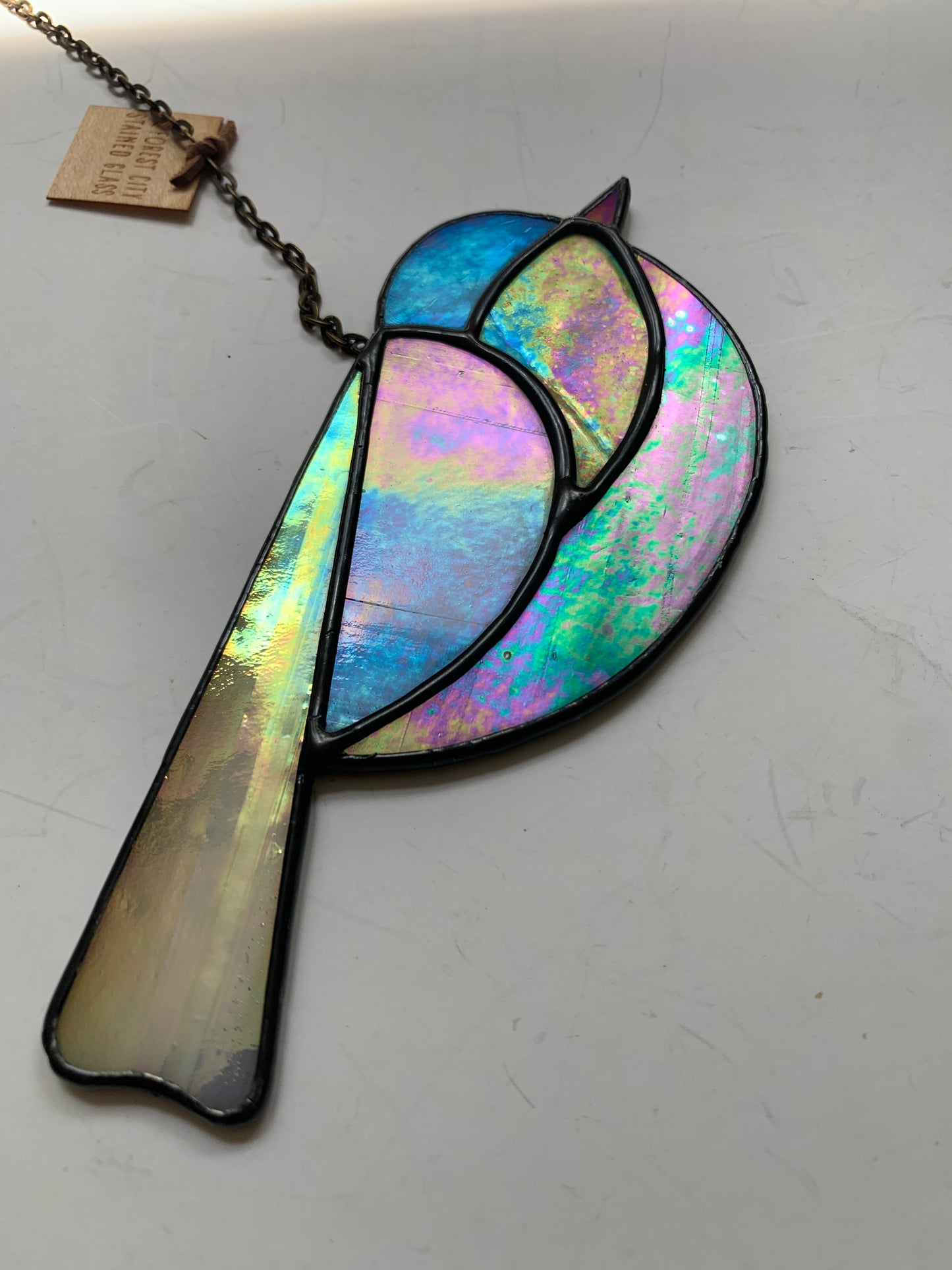 Colorful Bird Friend • Iridescent Blue + Grass Green