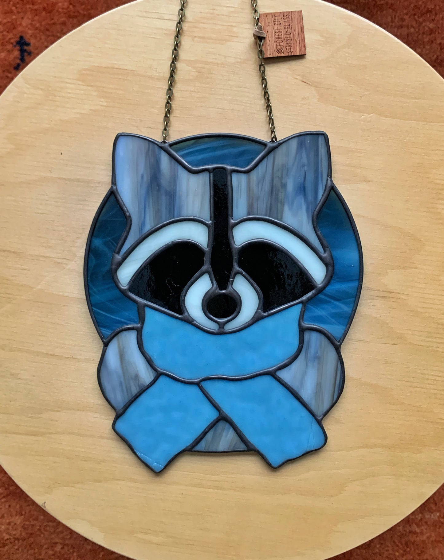 Woodland Raccoon in Sky Blue Scarf