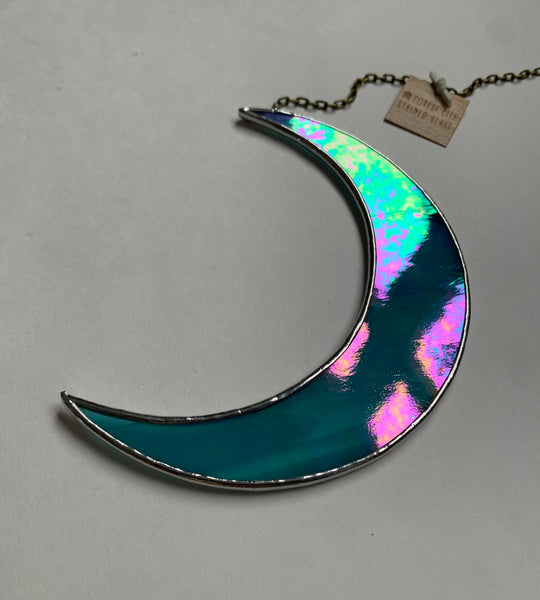 Crescent Moon • Iridescent Wispy Turquoise