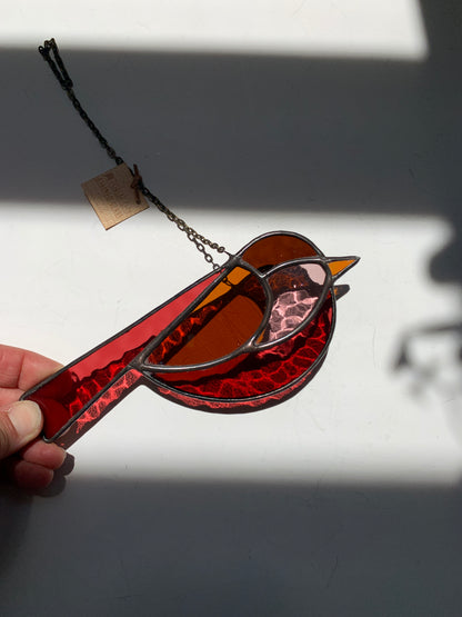 Colorful Bird Friend • Pink + Amber Orange