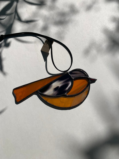 Colorful Bird Friend •Amber Orange, Mustard, Black, White