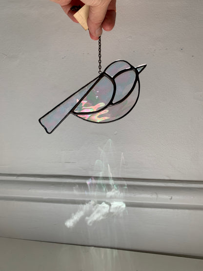 Colorful Bird Friend • Iridescent Clear Waterglass