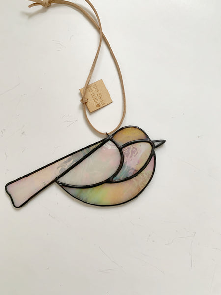 Colorful Bird Friend • Iridescent Rose, Soft Pink, Beige