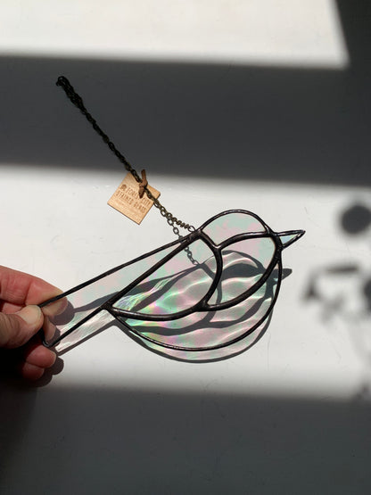 Colorful Bird Friend • Iridescent Clear Waterglass