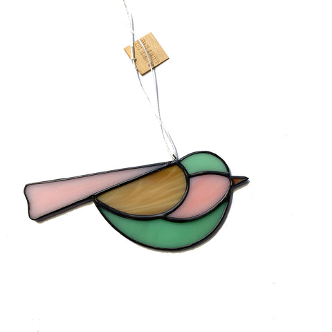 Colorful Bird Friend • Mint Green, Salmon, Mustard