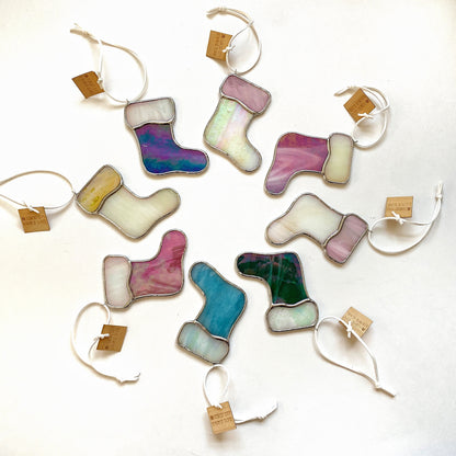 Stocking Ornament • Iridescent Cream/Pink