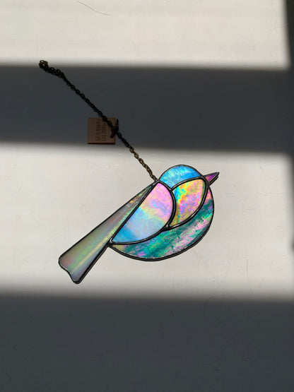Colorful Bird Friend • Iridescent Blue + Grass Green