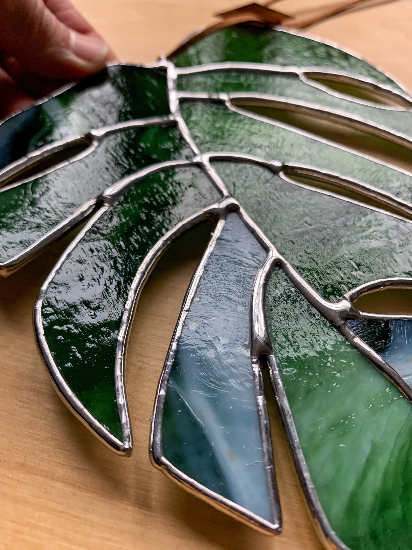 Monstera Leaf  • Iridescent Green