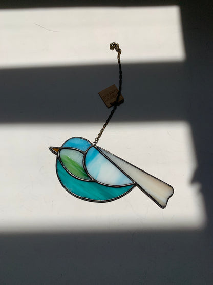 Colorful Bird Friend • Iridescent Blue + Grass Green