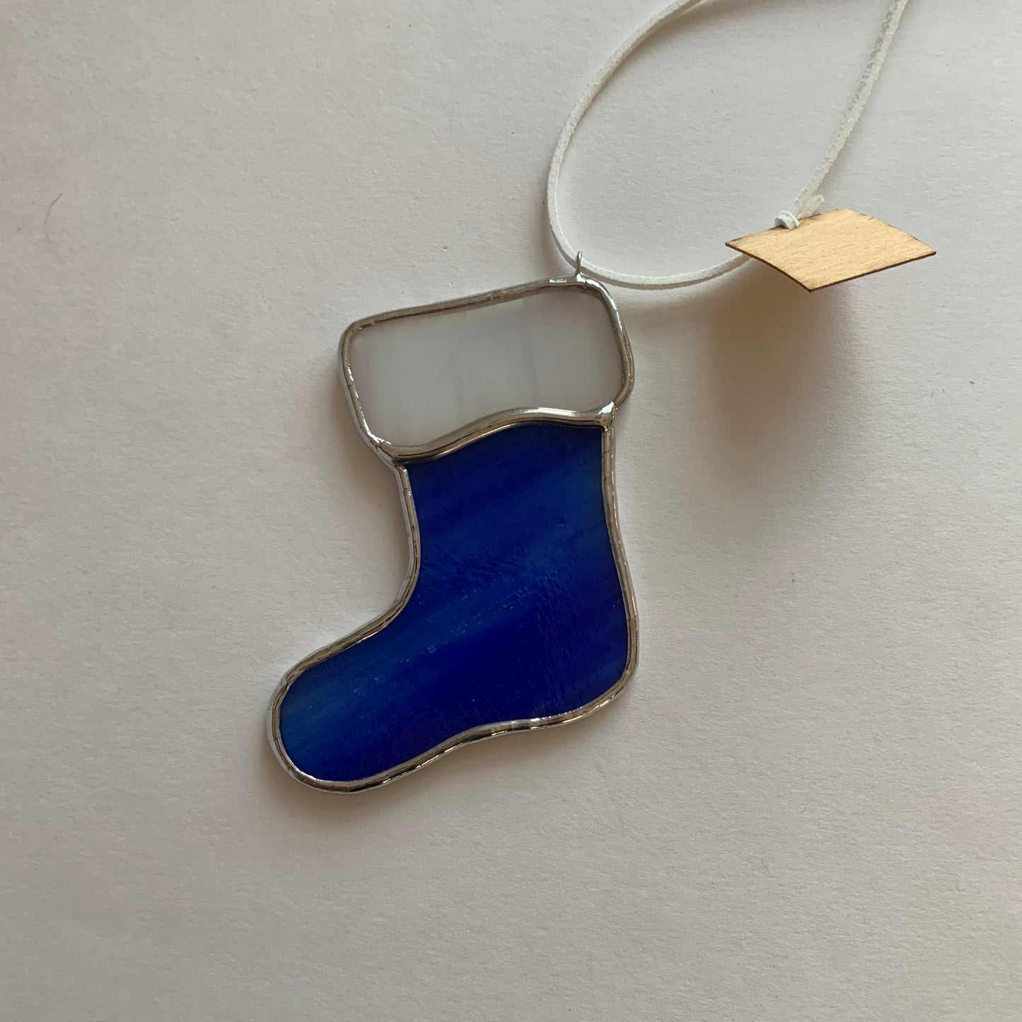 Stocking Ornament • Iridescent Royal Blue/Wispy White