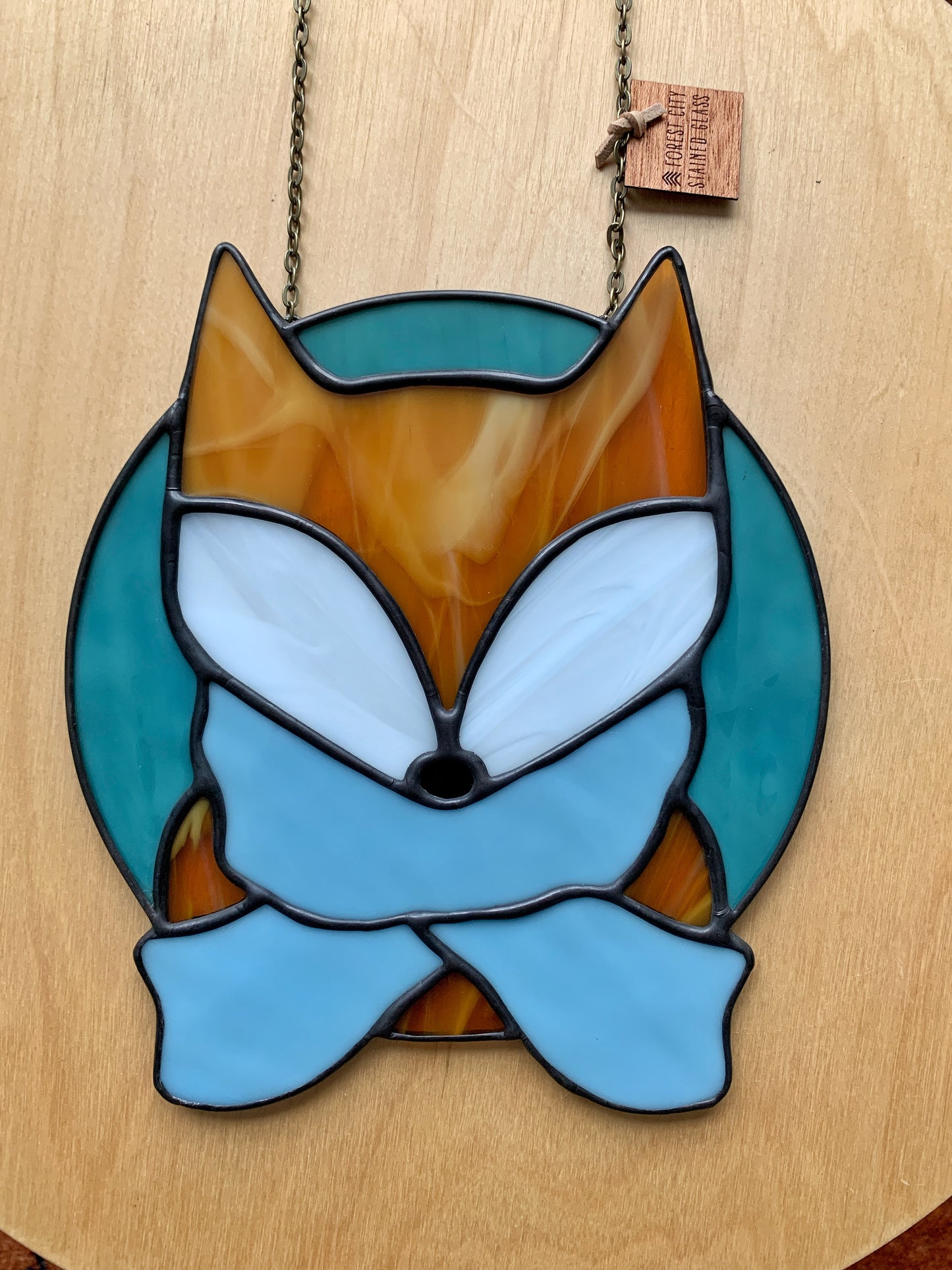 Woodland Fox in Sky Blue Scarf