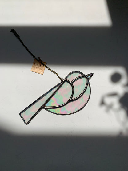 Colorful Bird Friend • Iridescent Clear Waterglass