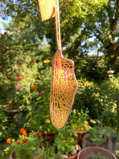 Dragonfly Hindwing • Iridescent Etched Clear