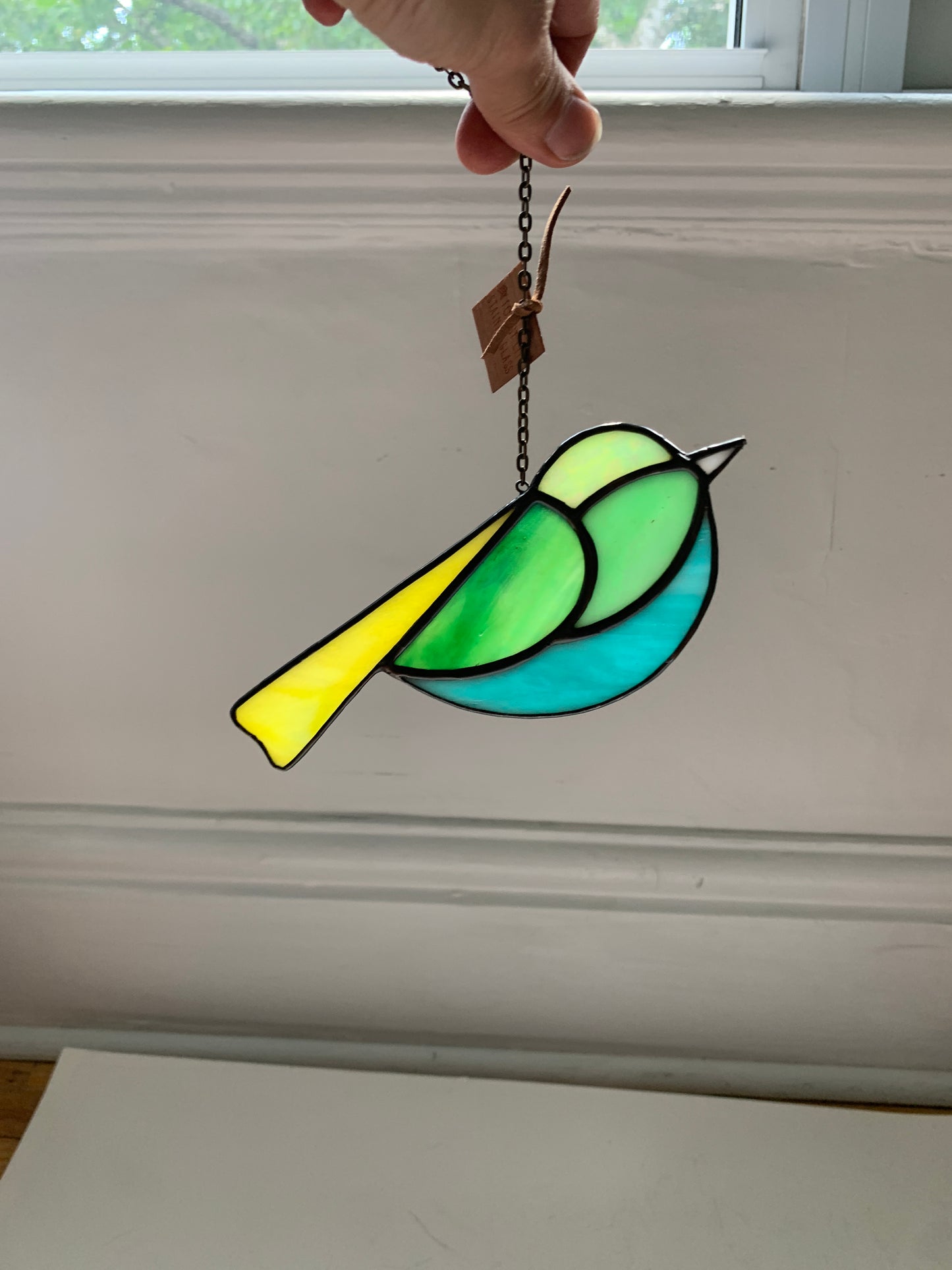 Colorful Bird Friend • Iridescent Blue + Green + Yellow