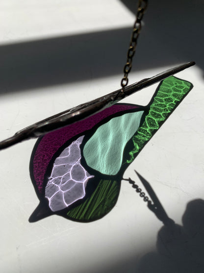 Colorful Bird Friend • Plum + Forest Green