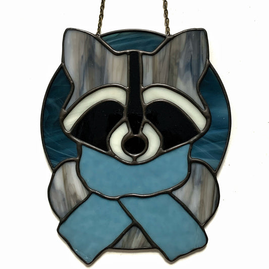 Woodland Raccoon in Sky Blue Scarf