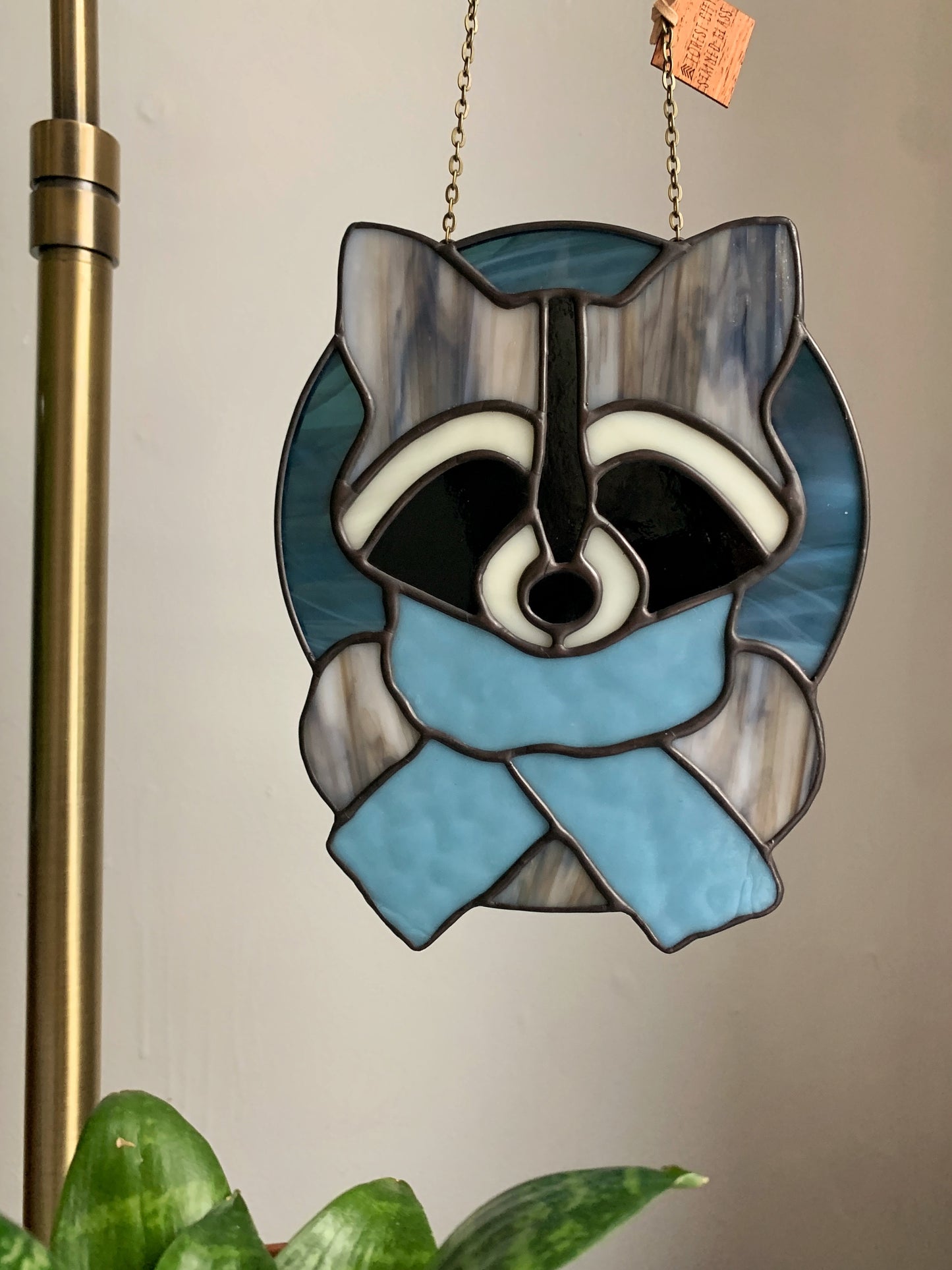 Woodland Raccoon in Sky Blue Scarf