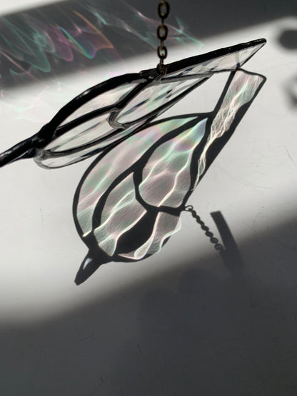 Colorful Bird Friend • Iridescent Clear Waterglass