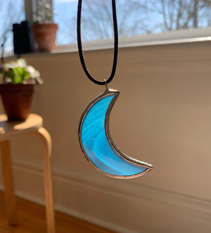 Moon Pendant (Lead-Free) • Wispy Turquoise