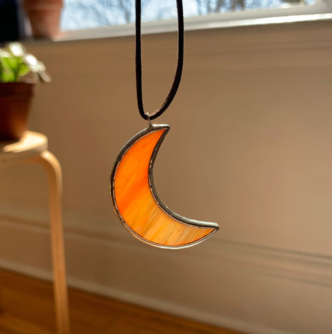 Moon Pendant (Lead-Free) • Iridescent Persimmon